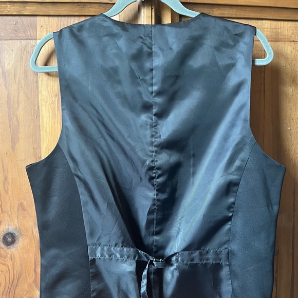 JF J.Ferrar Men's Black Satin Vest Size Medium Slim Fit Size Men’s Medium - Picture 7 of 11